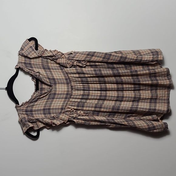 BEACHLUNCHLOUNGE Checkered Plaid Ruffle Sleeve Smocked Tank Blouse Size Small - Picture 8 of 16